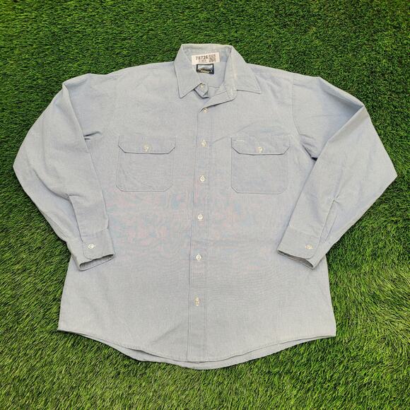 Vintage Filedmaster Button Shirt XL 16 23x30 Blue - Picture 1 of 9